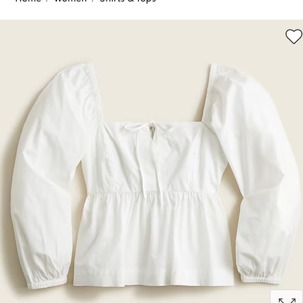 Peplum white blouse JCrew size 22, new with tags